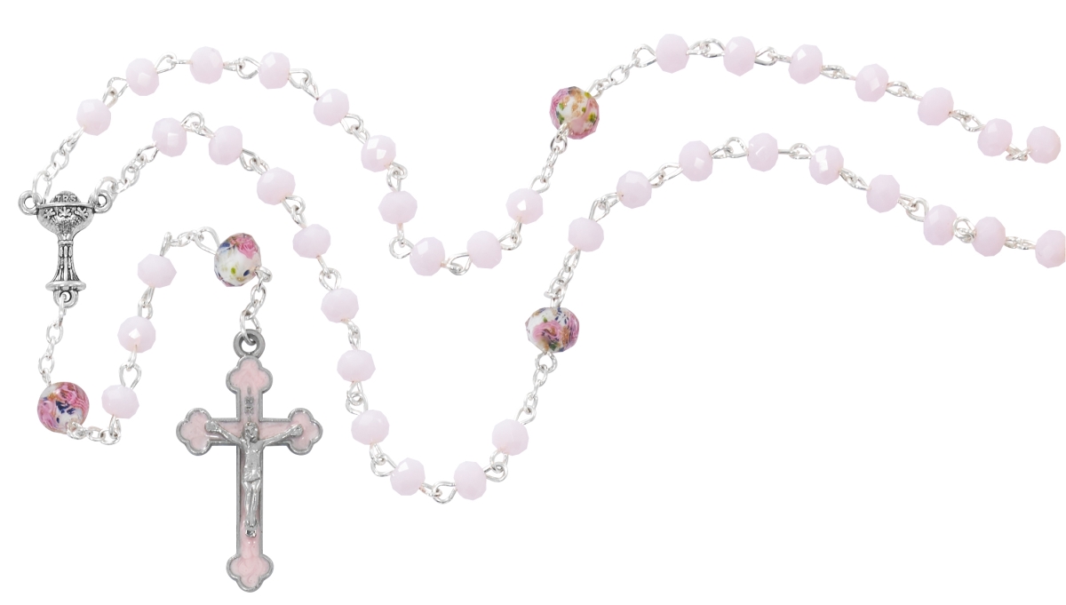 6 mm Pink Matt & Venetian Chalice Rosary Boxed