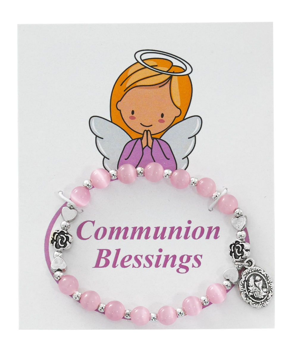 Picture of McVan BR301C Pink Cats Eye Chalice On Angel Card Bracelet