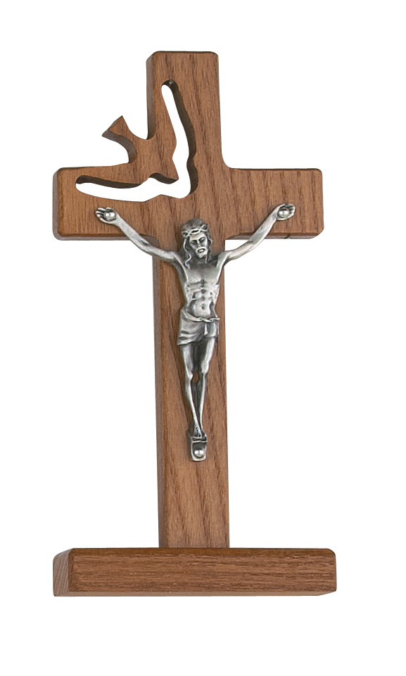 77-25 6 in. Walnut Standing Holy Spirit Cross Boxed