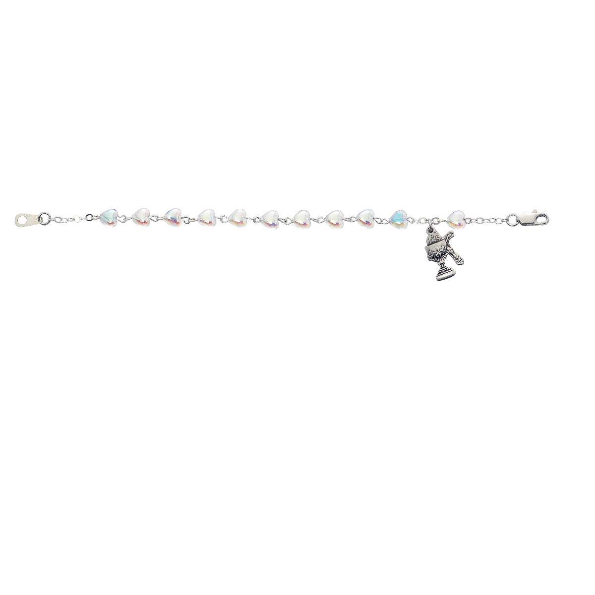 Picture of McVan BR72W 6.5 in. Sterling Crystal Heart Communion Bracelet Boxed