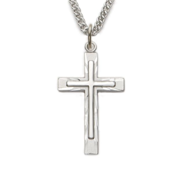 24 in. Chain Sterling Silver Cross Over Cross Boxed