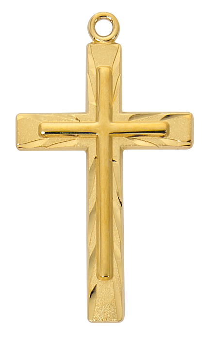 24 in. Chain Gold Over Sterling Silver Cross Boxed