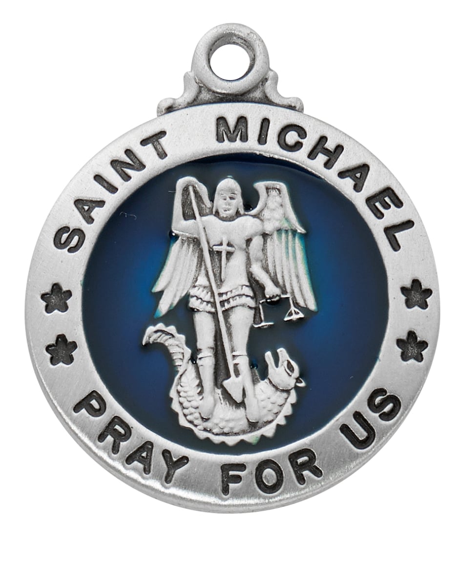 L827 20 in. Chain Sterling Silver Saint Michael Pendant