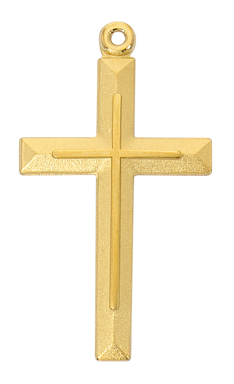 24 in. Chain Gold Over Sterling Silver Cross Boxed