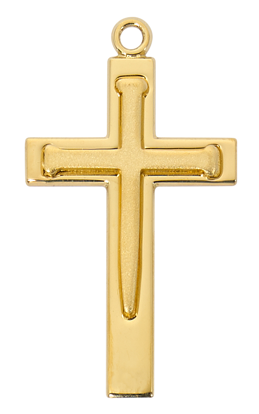 24 in. Chain Gold Over Sterling Silver Nail Cross Boxed
