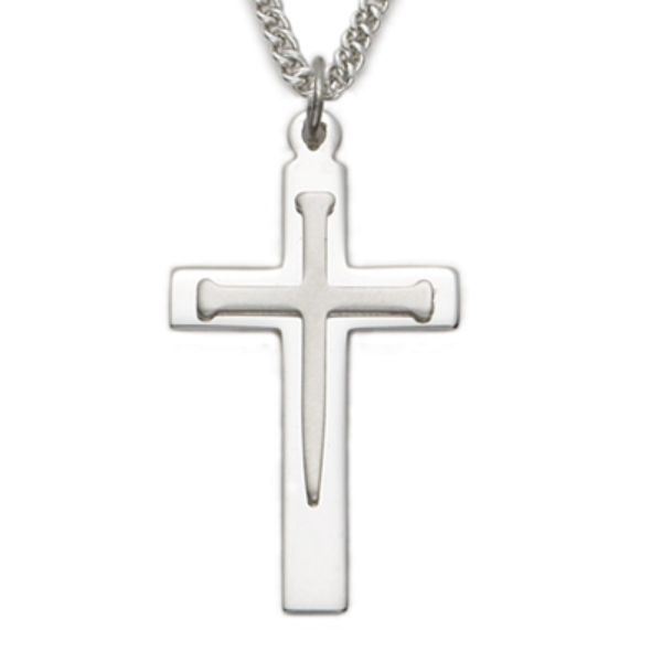 24 in. Sterling Silver Cross with Nail