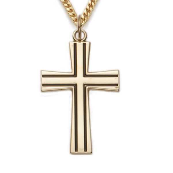 J9228 24 in. Chain Gold Over Sterling Silver Cross Boxed