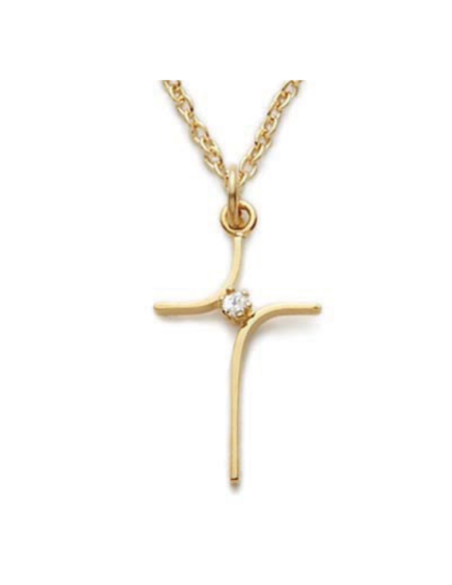 18 in. Chain Gold Over Sterling Silver Cross Boxed