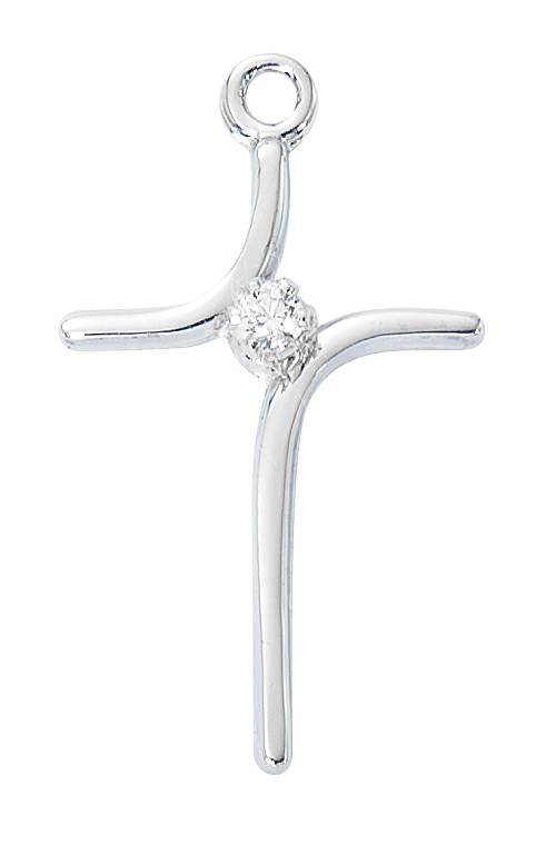 18 in. Chain Sterling Silver Curved Cross