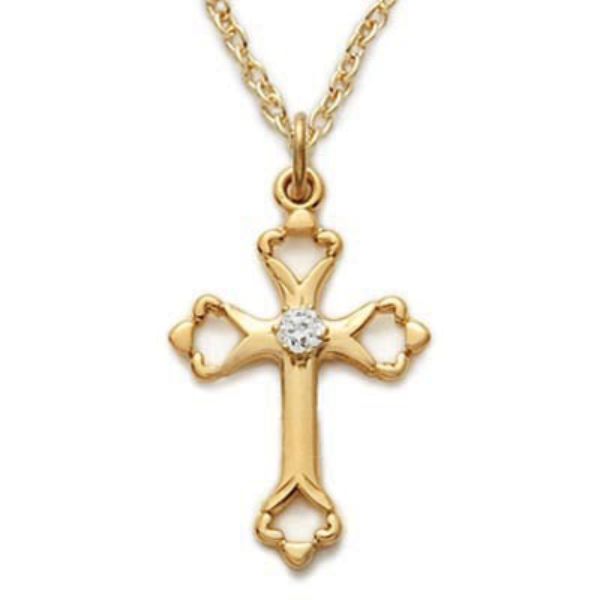 18 in. Chain Gold Over Sterling Silver Cross Boxed