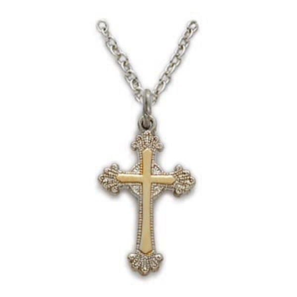 18 in. Chain Two-Tone Silver Gold Cross