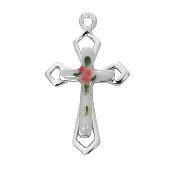 18 in. Chain Sterling Silver Cloisonne Cross