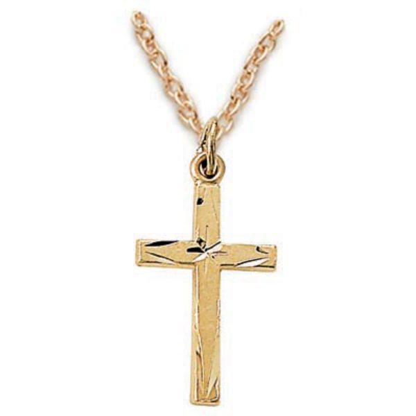 18 in. Chain Gold Over Sterling Silver Cross Boxed