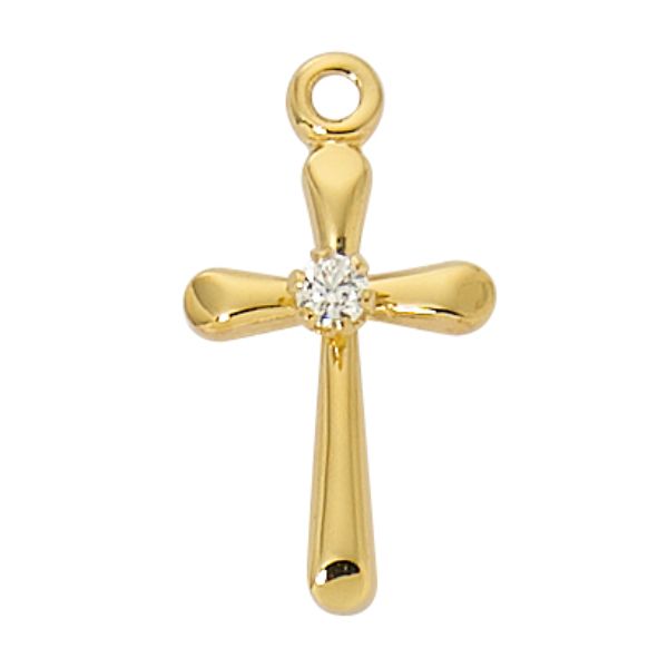 18 in. Chain Gold Over Sterling Silver Cross Boxed
