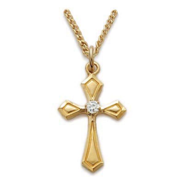 18 in. Chain Gold Over Sterling Silver Cross Boxed
