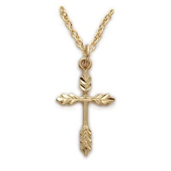 18 in. Chain Gold Over Sterling Silver Wheat Cross Boxed