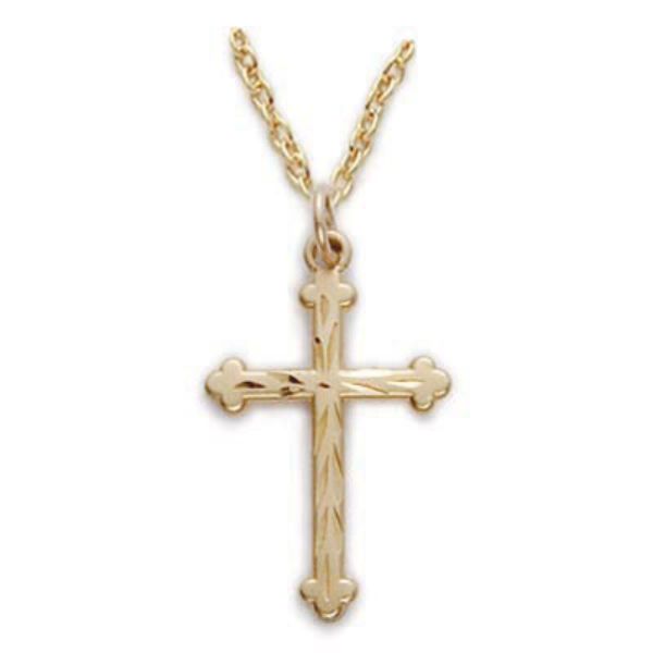 18 in. Chain Gold Over Sterling Silver Cross Boxed