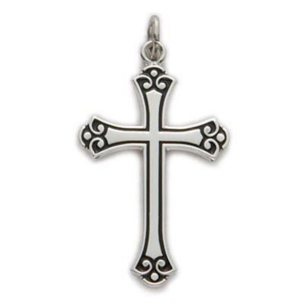 L9255 18 in. Chain Sterling Silver Cross with Black Boxed