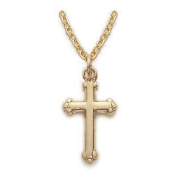 18 in. Chain Gold Over Sterling Silver Cross