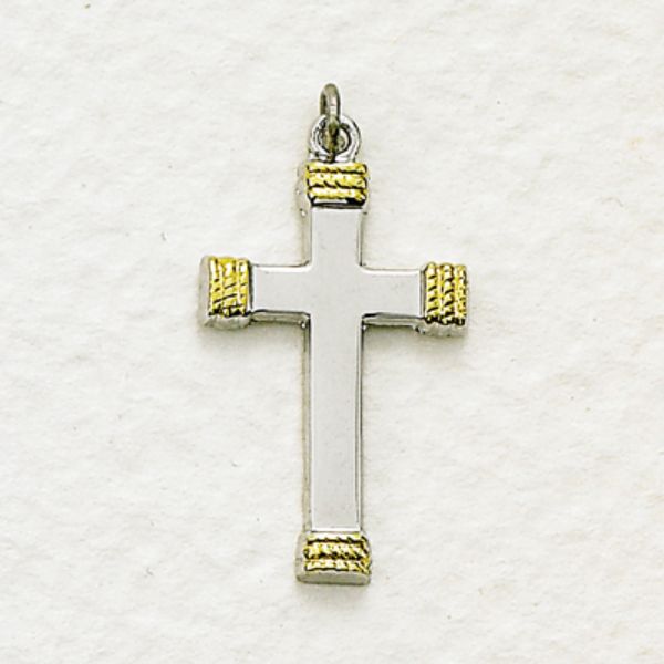 Sterling Silver Cross with Gold Tips Boxed