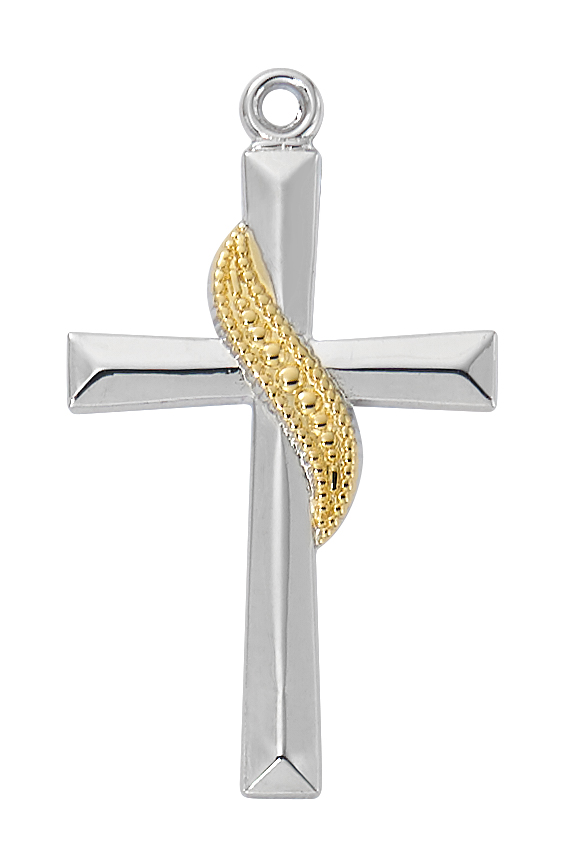 18 in. Chain Sterling Silver Cross with Gold Boxed