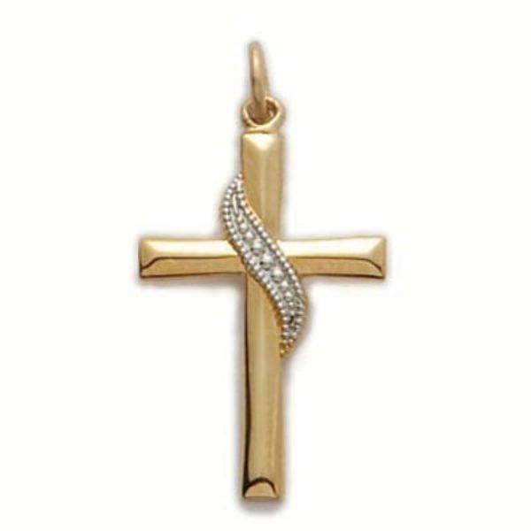 18 in. Chain Gold Over Sterling Cross with Silver Sash