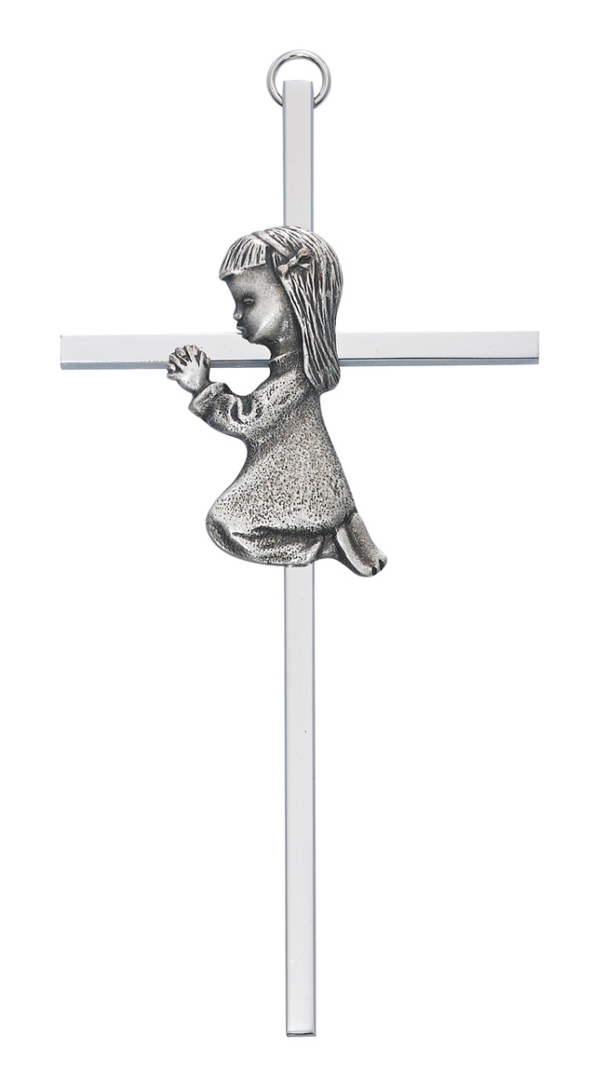 Picture of Mcvan 73-13603 6 in. Aluminum Cross with Pewter Praying Girl Boxed