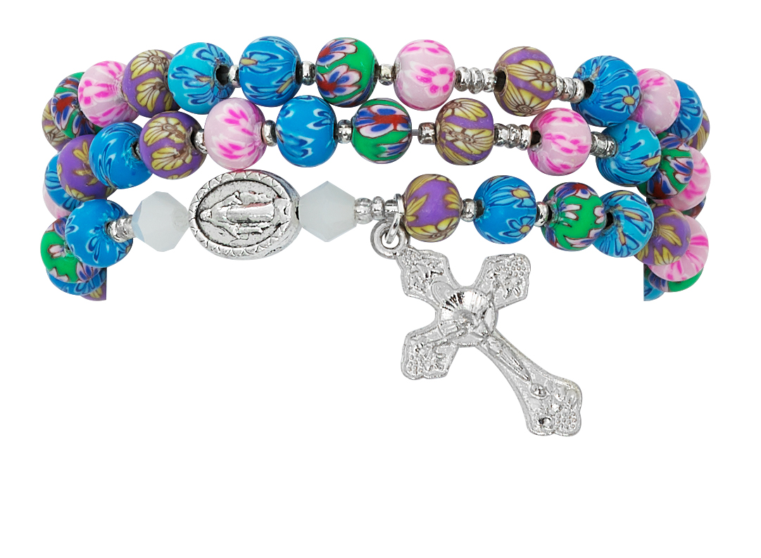 Picture of Mcvan BR683C 6 mm 3.5 in. Dia Multi-Color Stone Twistable Rosary Bracelet Carded