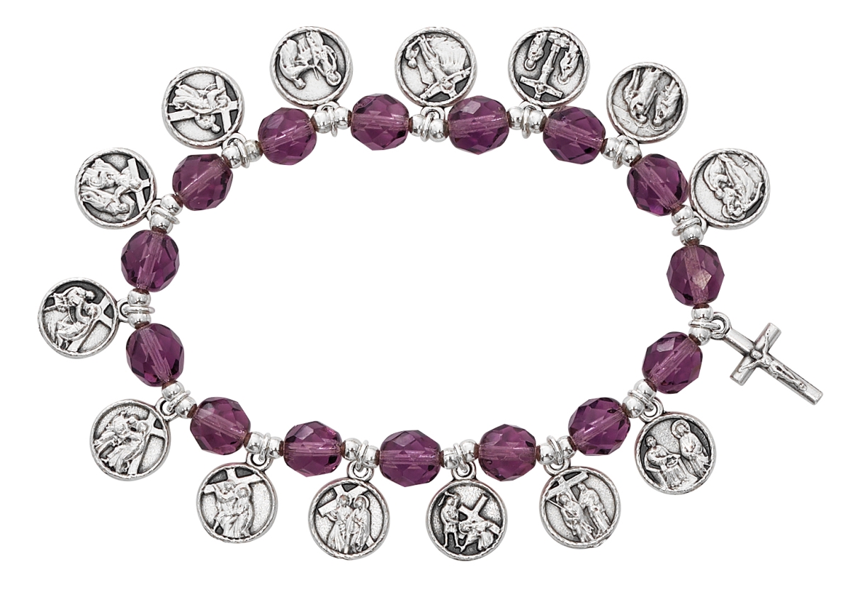 Picture of Mcvan BR852C 8 mm Stations of the Cross Stretch Bracelet Carded