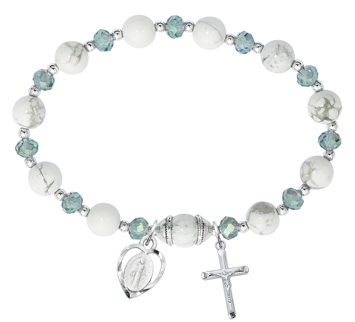 Picture of Mcvan BR262 7.5 in. 8 mm Howolite Rosary Stretch Bracelet Boxed