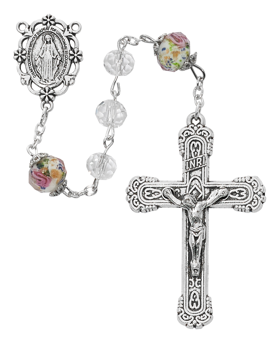 Picture of Mcvan R887F 8 mm Crystal & Flower Rosary Boxed