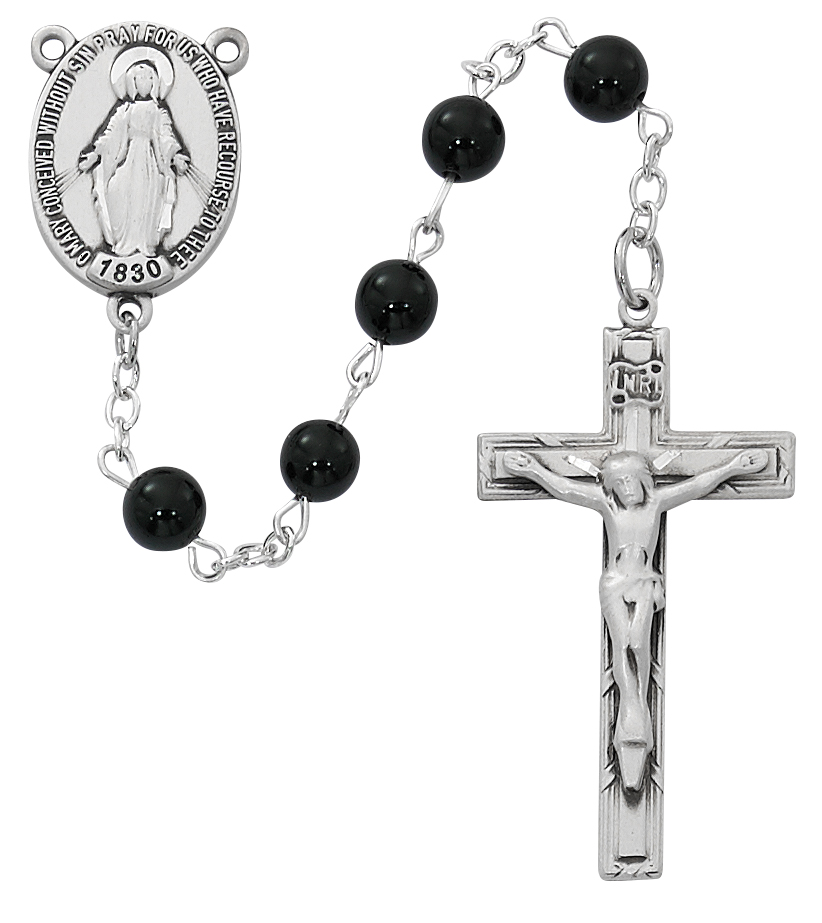 Picture of Mcvan R883LF 6 mm Sterling Silver Black Onyx Rosary