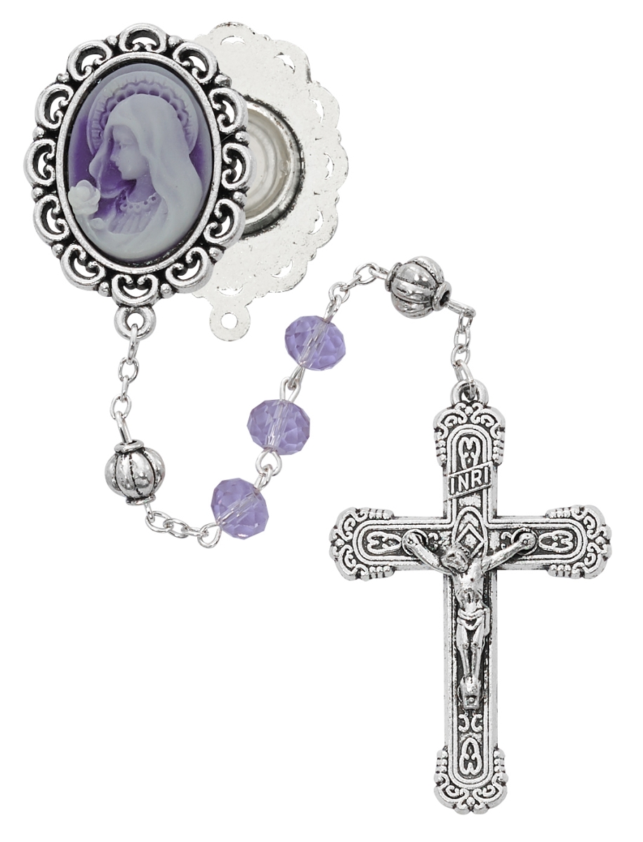 Picture of Mcvan R882F 8 mm Violet Cameo Rosary Boxed