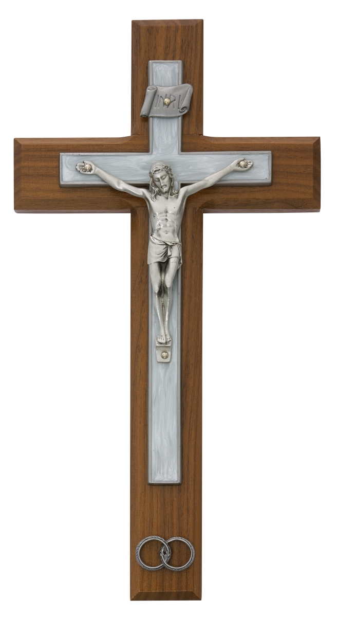 10 in. Walnut Wedding Crucifix Boxed
