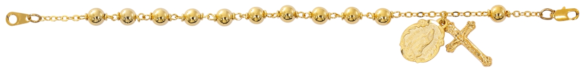 7.5 in. Plate Rosary Boxed Bracelet, Gold