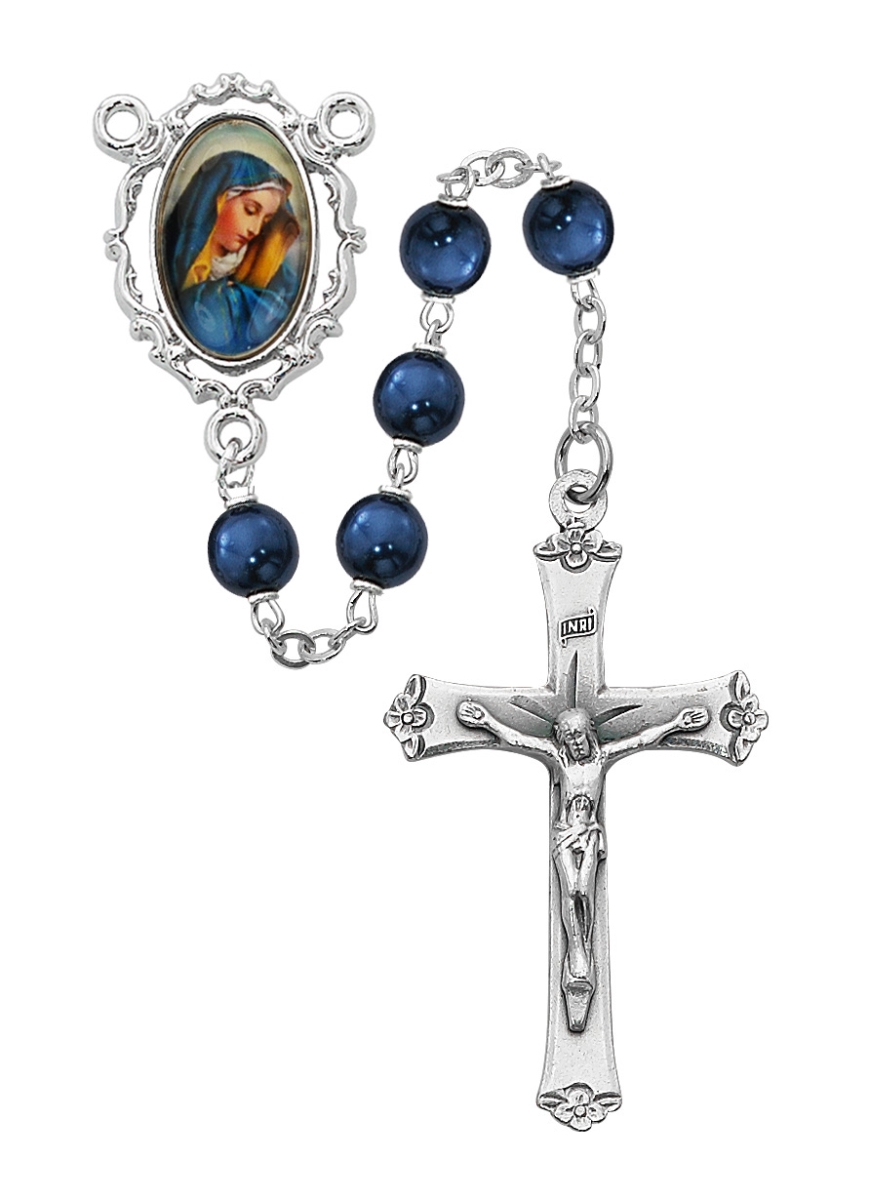 Picture of Mcvan R921F 7 mm Our Lady of Sorrows Boxed Rosary, Blue