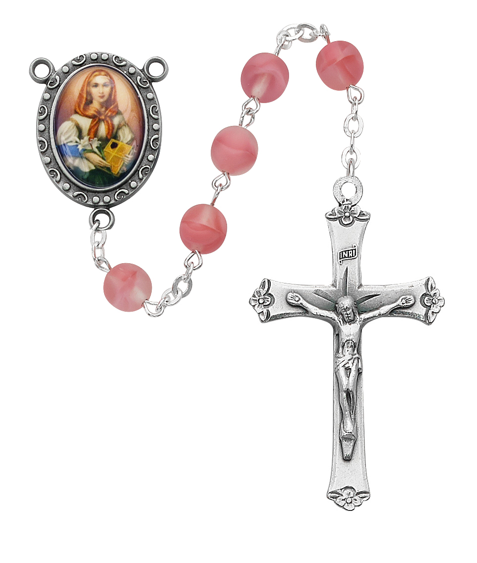 Picture of Mcvan R922F 7 mm St. Dymphna Boxed Rosary, Pink