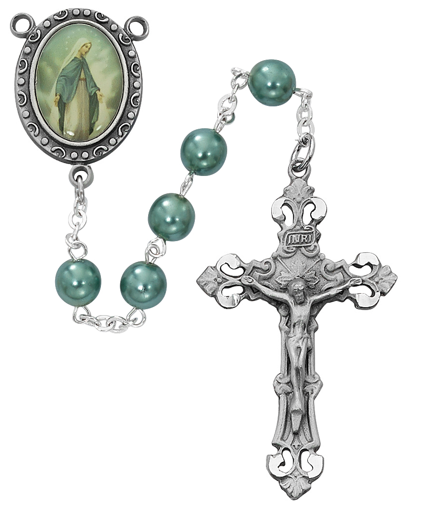 Picture of Mcvan R916F 7 mm Ol Grace Boxed Rosary, Teal