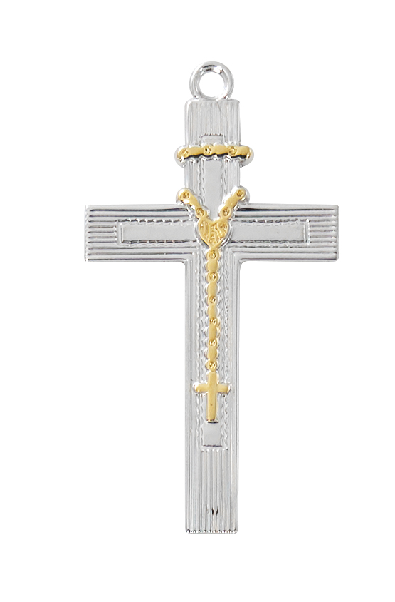 18 in. Rosary Cross Boxed Pendant, Silver
