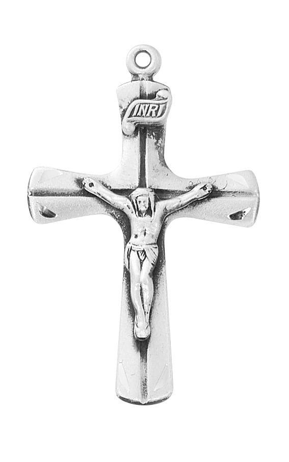 L9269 20 in. Flared Crucifix Boxed Pendant, Silver