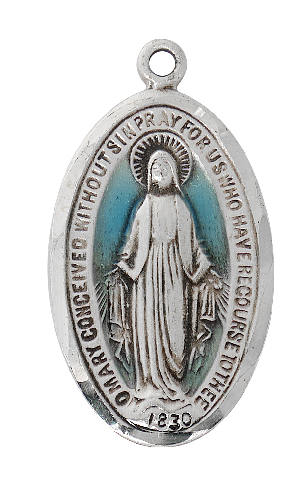18 in. Miraculous Medal Boxed Pendant, Silver