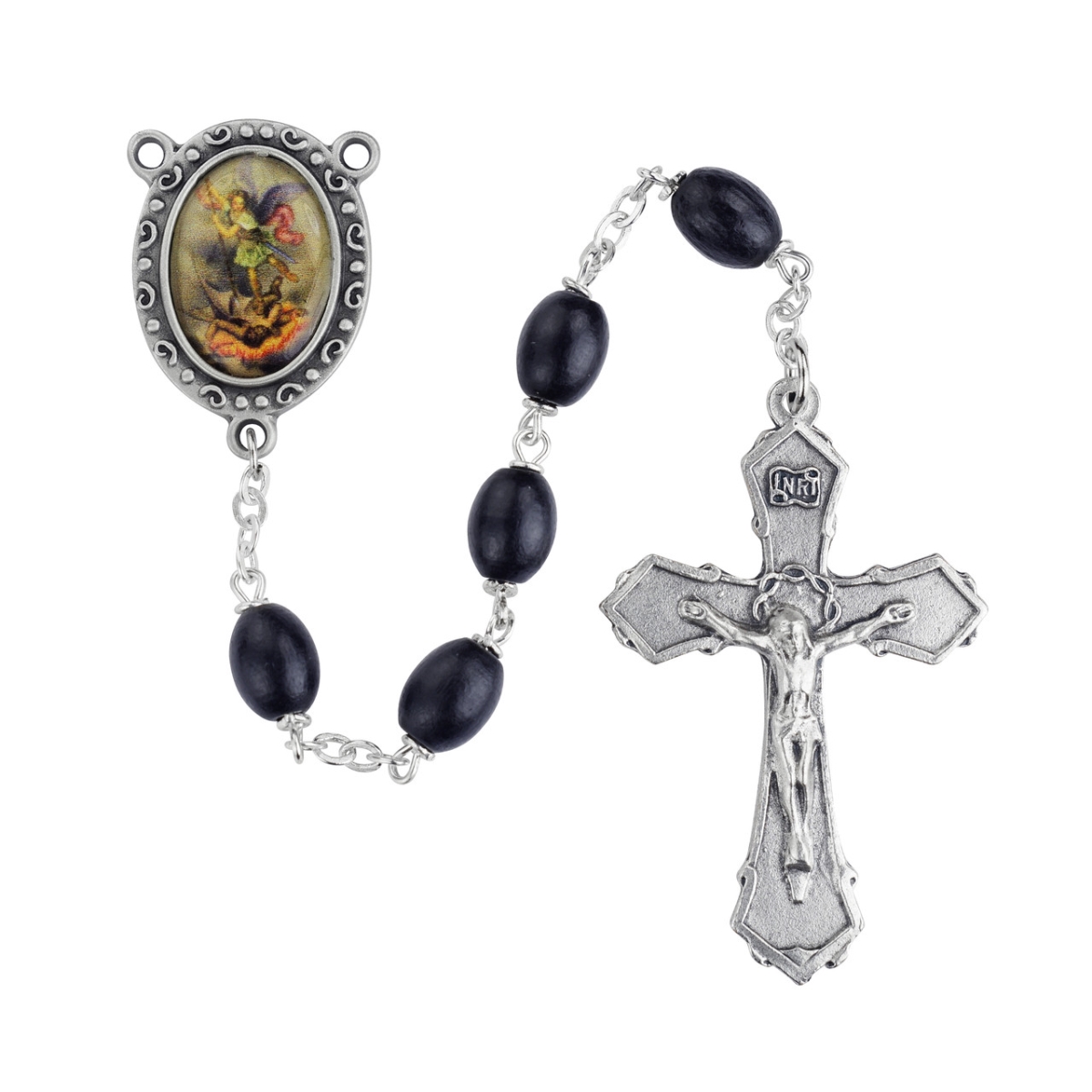Picture of Mcvan R901F 6 x 8 mm St. Michael Boxed Rosary, Black