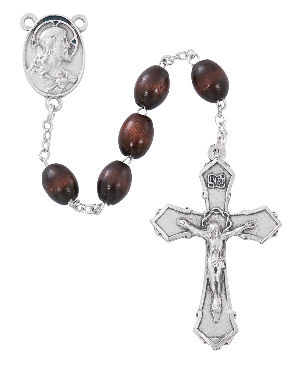 Picture of Mcvan R902F 6 x 8 mm Sacred Heart Boxed Rosary&#44; Brown