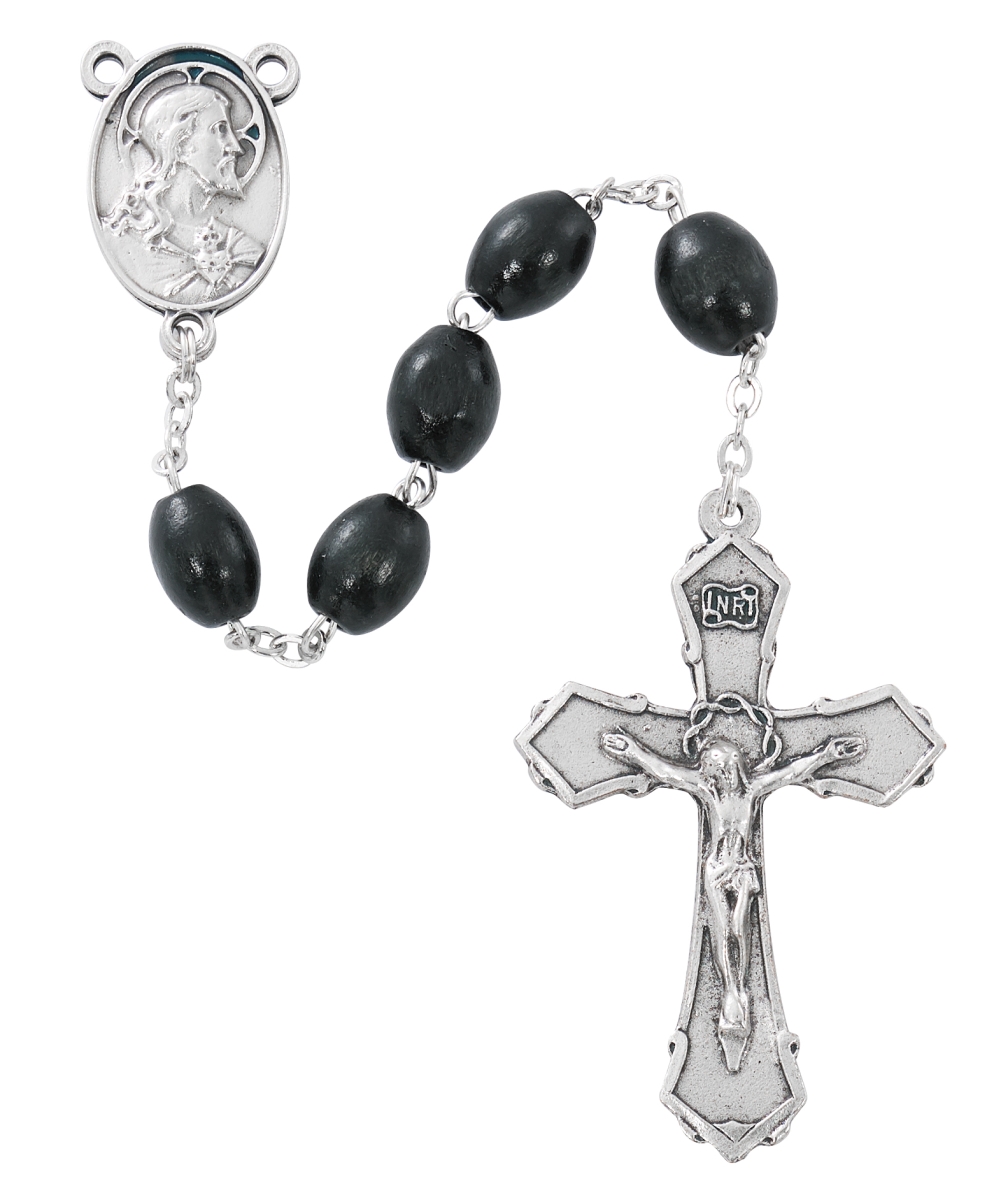 Picture of Mcvan R903F 6 x 8 mm Sacred Heart Boxed Rosary&#44; Black