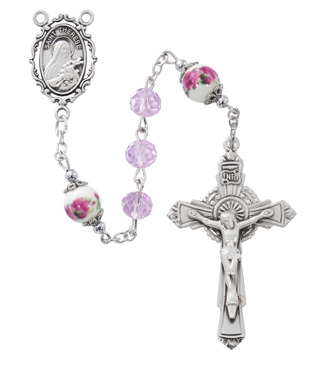 Picture of Mcvan R904LF 8 mm St. Therese Boxed Rosary&#44; Pink