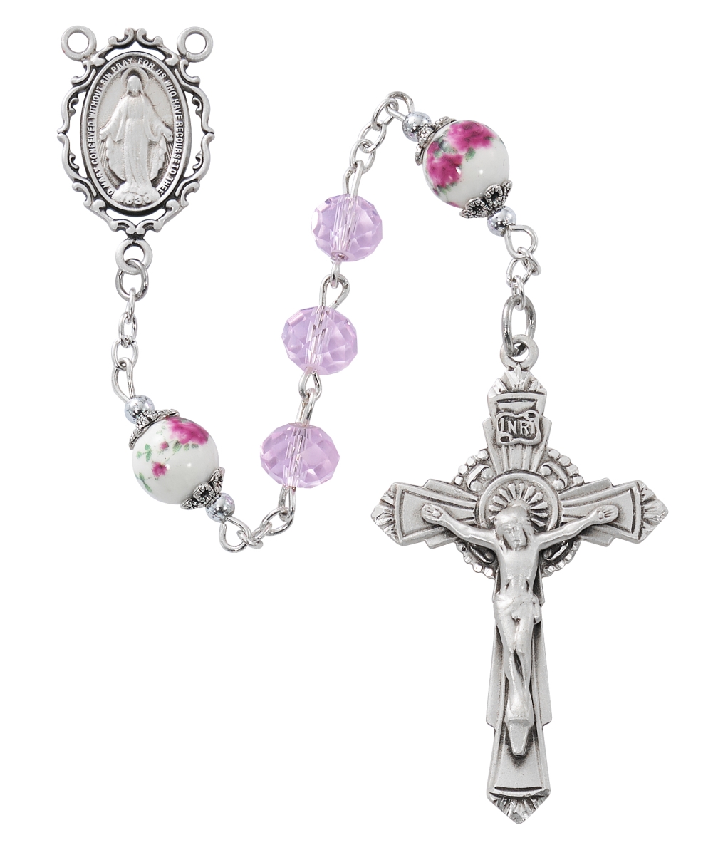 Picture of Mcvan R905LF 8 mm St. Therese Boxed Rosary, Pink