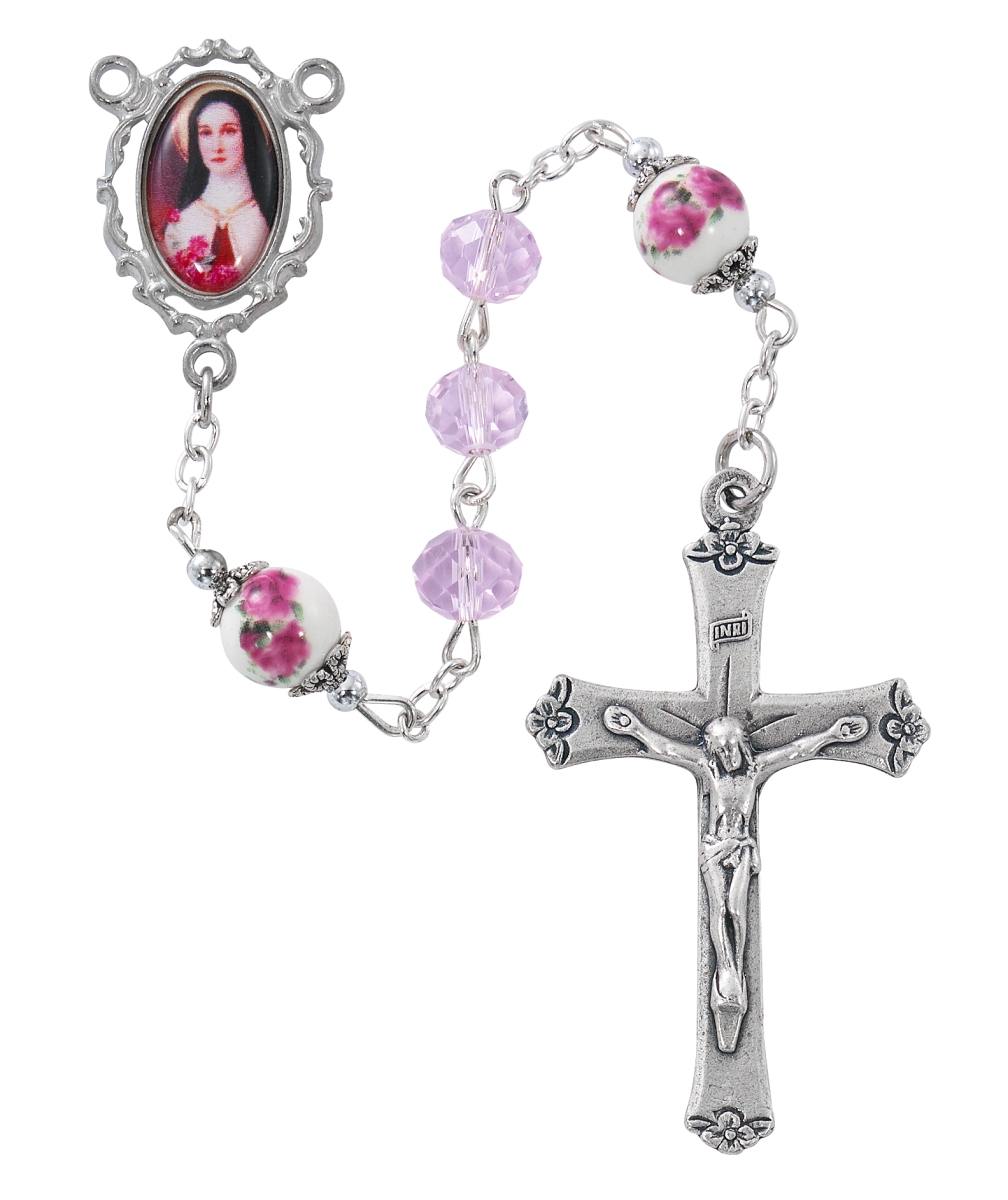 Picture of Mcvan R906F 8 mm St. Therese Boxed Rosary&#44; Pink