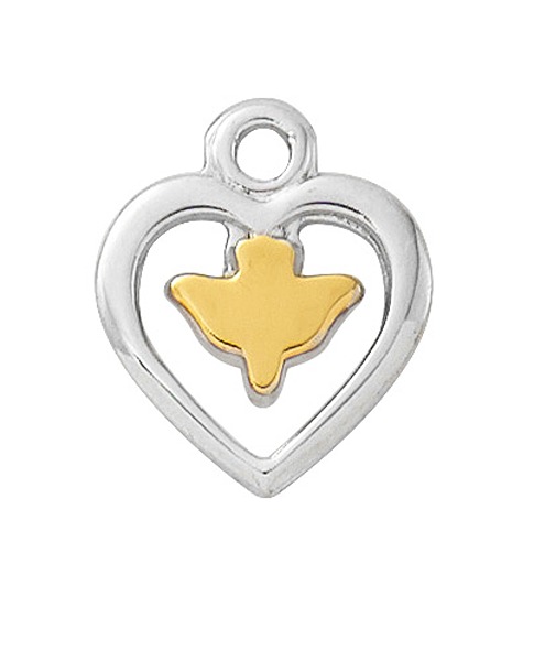20 in. Cross with Dove Boxed Pendant, Silver & Gold