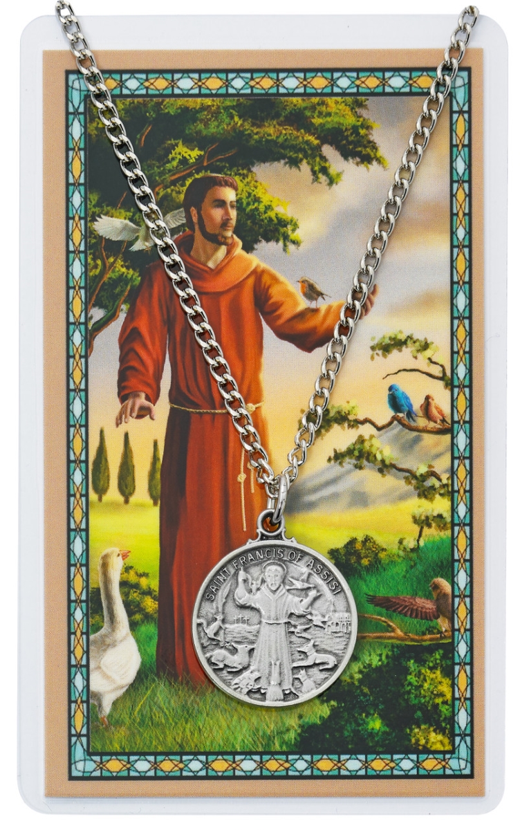 Picture of McVan PSD2514FR St Francis Prayer Pewter Medal with 24 in. Silver-Tone Chain & Laminated Holy Card Set