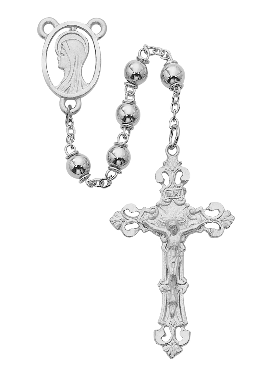 Picture of Mcvan R952RF 7 mm Rhodium Silver Rosary Box